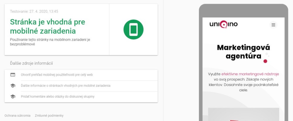 Bezplatný SEO nástroj Google Mobile Friendly Test | UNIQINO blog