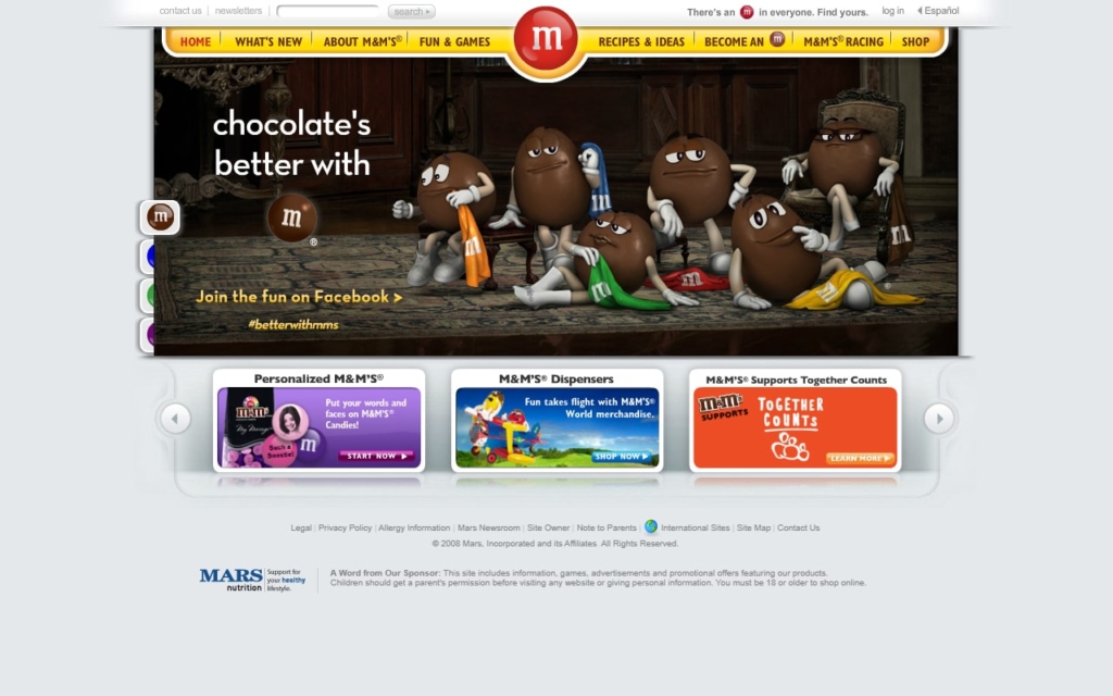 Web stránka M&M’s - 2008 | UNIQINO